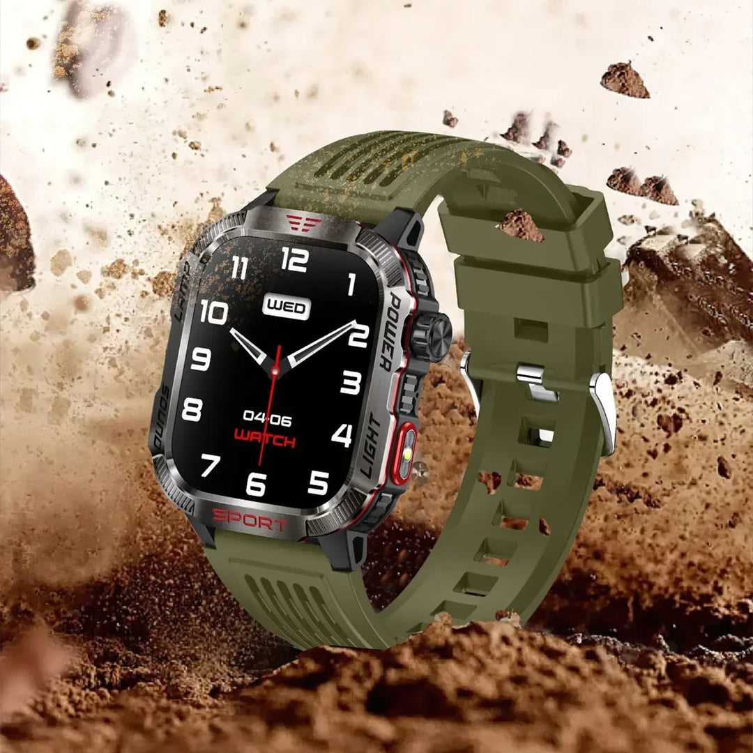 Premium GPS Smartwatch for Men – 2.01" HD Display, Waterproof, Bluetooth Calling, Compass, Flashlight, Fitness Tracker, 600mAh Battery, Outdoor Sport Mode