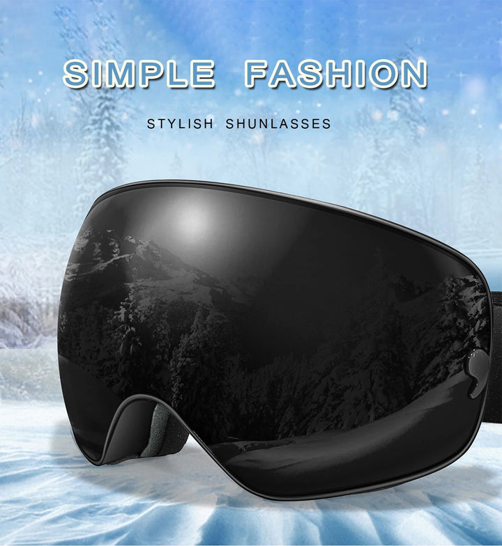 Premium Ski Goggles – Large Comma Spherical Design, Double-Layer Anti-Fog Lens, Winter Cycling & Sled Sports Glasses, Wide Field of View, Suitable for Myopia