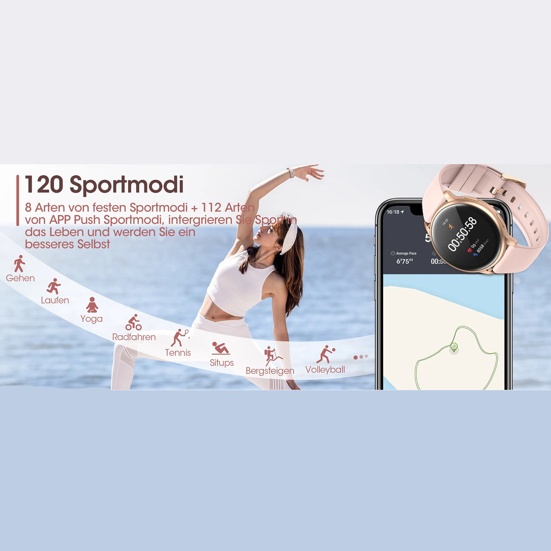 Premium Smartwatch for Women – Wireless Call/Dial, 19 Sports Modes, Sleep Monitoring, Music Player, Pedometer, Female Functions, Perfect Birthday Gift