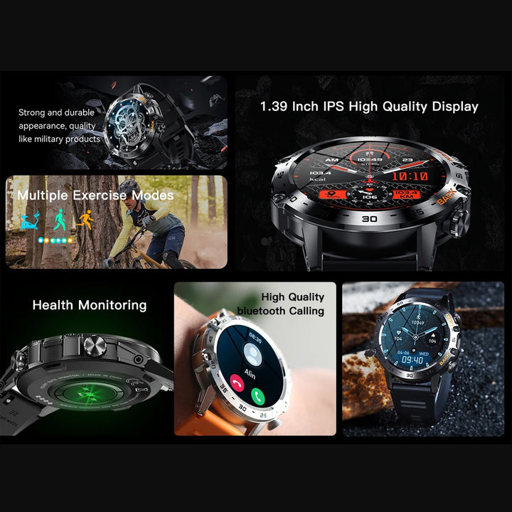 Premium Bluetooth Call Smartwatch for Men - IP67 Waterproof, 1.39-inch Display, Fitness Tracker, Sports Modes, Compatible with Android & iOS