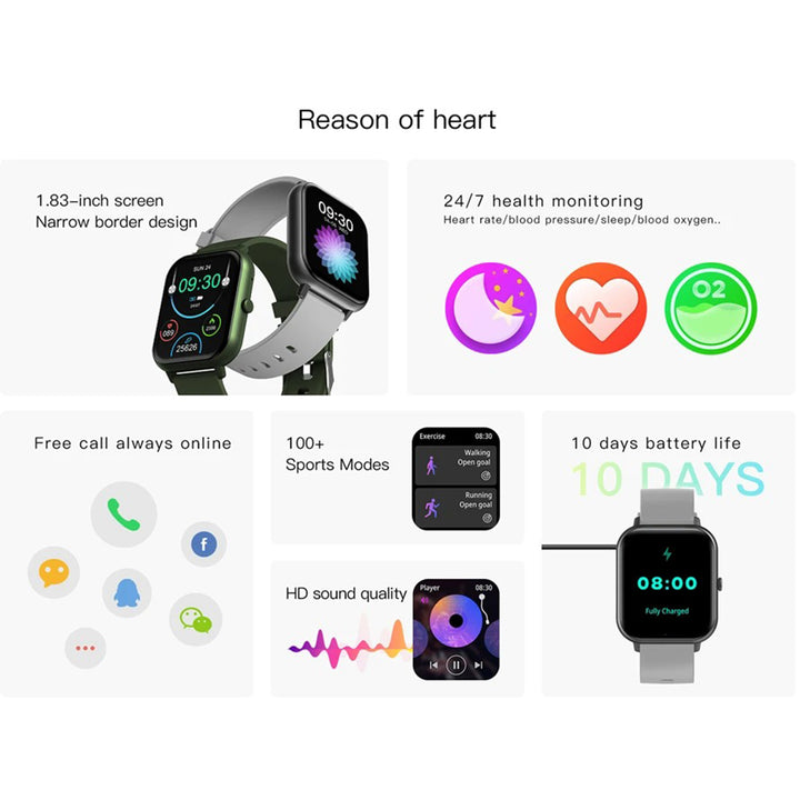 Premium Smartwatch for Women – Custom Dial, Bluetooth Calling, Music Control, IP67 Waterproof, Fitness Tracker, Heart Rate & Blood Pressure Monitor, Compatible with iOS & Android