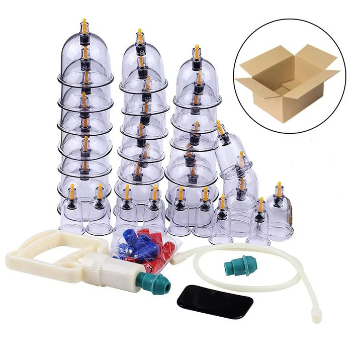 Premium Cupping Therapy Set – Vacuum Suction Cups for Massage, Anti-Cellulite, and Physiotherapy, Relieves Back, Neck, and Leg Pain, Improves Blood Flow, and Encourages Relaxation, Easy-to-Use with Pistol Grip Pump