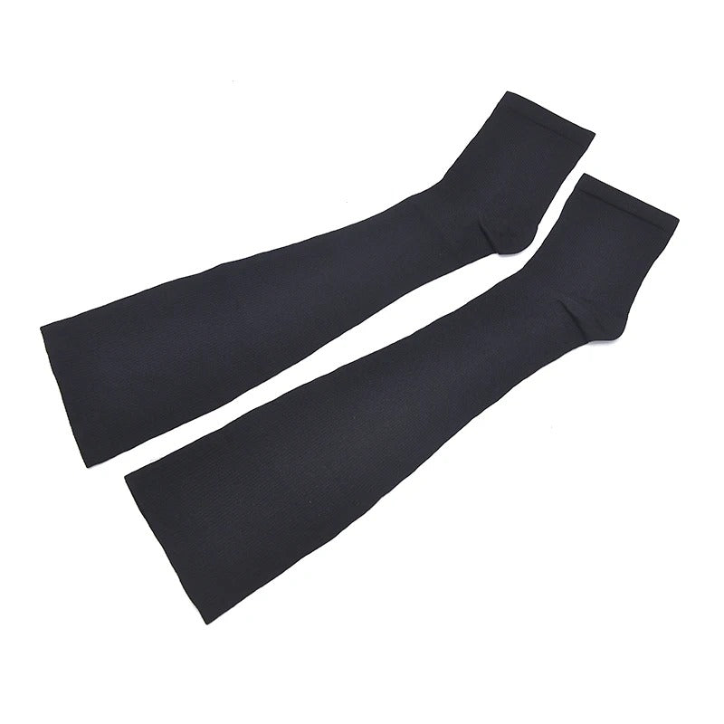 Premium Compression Support Stockings for Varicose Veins – Below Knee Circulation Socks for Pain Relief, Muscle Support & Comfort – Breathable Nylon/Spandex – Black/Nude – S-M, L-XL, XXL