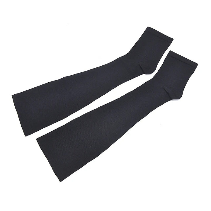 Premium Compression Support Stockings for Varicose Veins – Below Knee Circulation Socks for Pain Relief, Muscle Support & Comfort – Breathable Nylon/Spandex – Black/Nude – S-M, L-XL, XXL