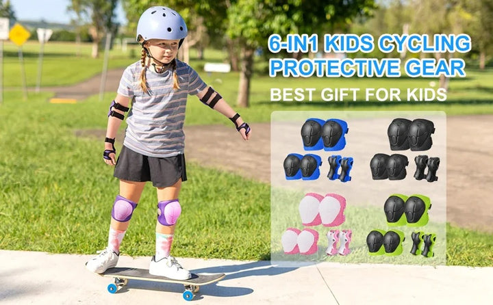 Premium Kids Knee Pads, Elbow Pads & Wrist Guards Safety Set for Ages 3-7, Adjustable Protective Gear for Boys & Girls, Perfect for Skating, Cycling, Skateboard – 6 Pieces