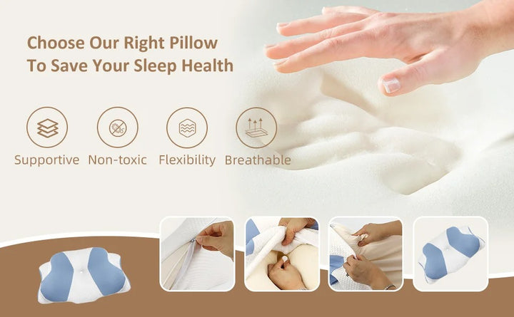 Premium Memory Foam Cervical Pillow – 2-in-1 Ergonomic Contour Neck Pillow for Pain Relief – Orthopedic Support Pillow for Neck and Spine Alignment