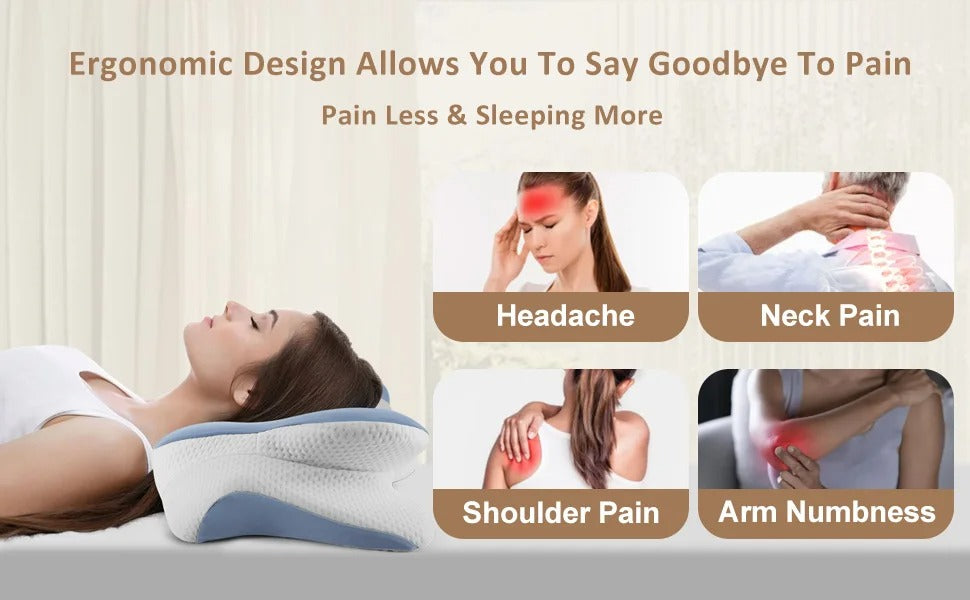 Premium Memory Foam Cervical Pillow – 2-in-1 Ergonomic Contour Neck Pillow for Pain Relief – Orthopedic Support Pillow for Neck and Spine Alignment