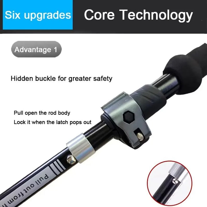 Premium Ultralight Folding Trekking Pole – Adjustable Telescopic Walking Stick, Aviation-Grade Aluminum Alloy, EVA Anti-Slip Handle, Portable for Hiking, Camping, and Outdoor Adventures