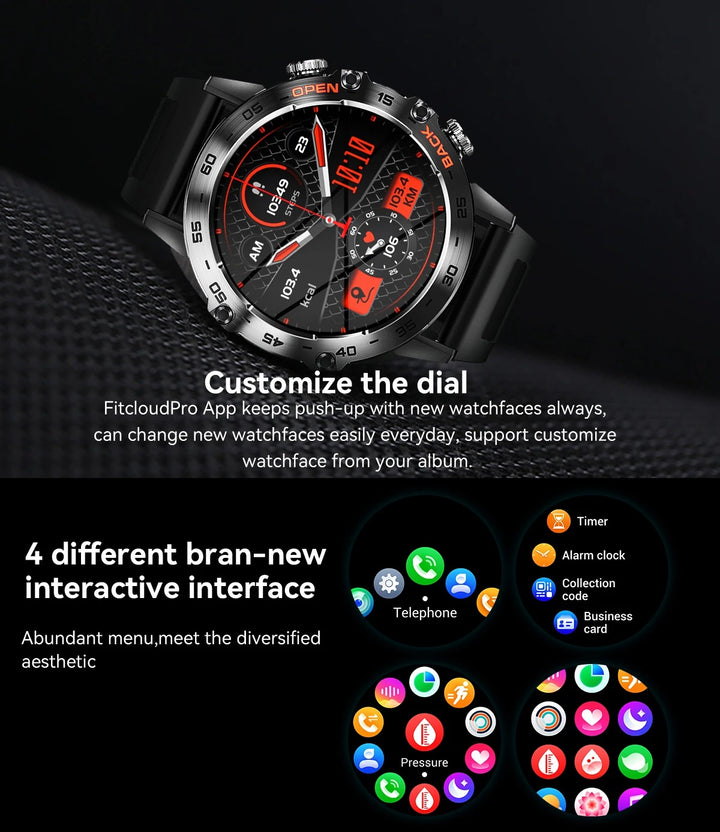 Premium Bluetooth Call Smartwatch for Men - IP67 Waterproof, 1.39-inch Display, Fitness Tracker, Sports Modes, Compatible with Android & iOS