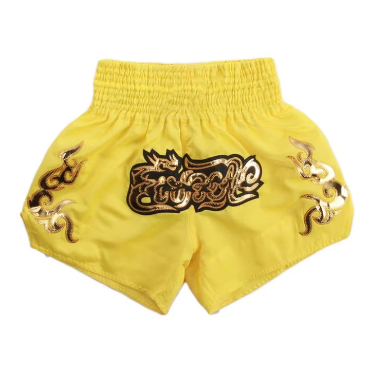 Premium Muay Thai Shorts 2024 – Unisex Boxing & Kickboxing Training Pants with Embroidery, Wide-Leg Design for Men, Women, Kids – Breathable Satin Polyester, Ideal for MMA, Sanda Martial Arts, Gym Workout Gear