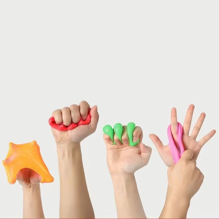 Premium Stress Relief Hand Putty Set – 4 Pcs Soft & Stretchy Silicone Therapy Putty for Finger Training, Decompression, and Children's Gifts – Non-Sticky, Bounceable & Durable