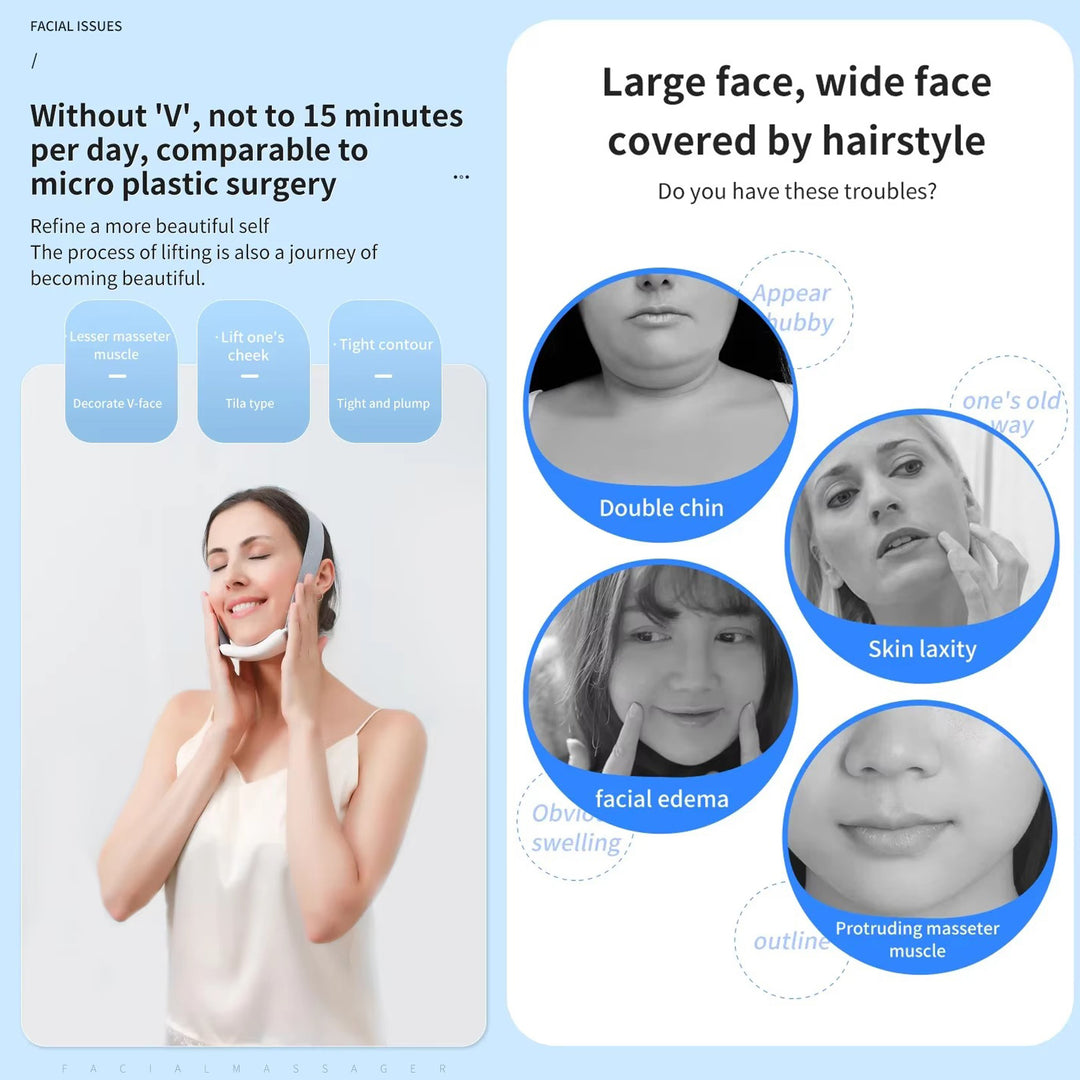 Premium Vibration Chin-Up Facial Lifting Massager – EMS V-Line Beauty Device for Double Chin Removal, Face Shaping, and Skin Firming, Adjustable and Portable with 5-7 Massage Modes