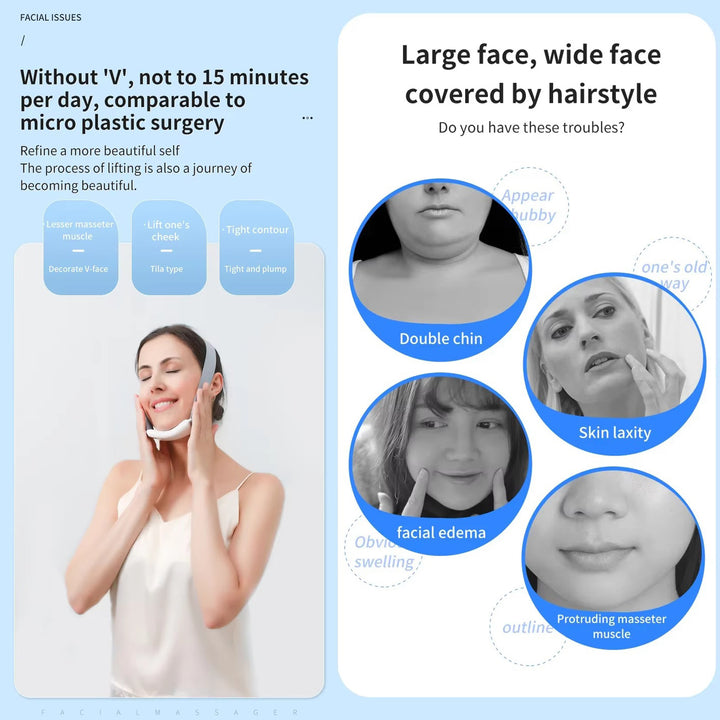 Premium Vibration Chin-Up Facial Lifting Massager – EMS V-Line Beauty Device for Double Chin Removal, Face Shaping, and Skin Firming, Adjustable and Portable with 5-7 Massage Modes
