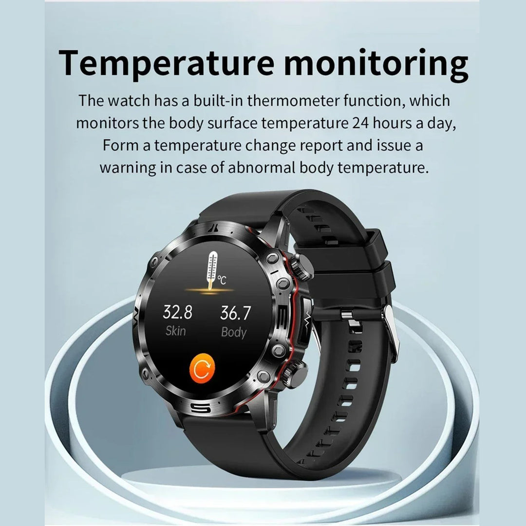 Premium Smartwatch with 1.43" AMOLED Display – Voice Calling, 100 Sports Modes, Military Grade Toughness, Waterproof, 7-Day Battery, Bluetooth, Custom Watch Faces