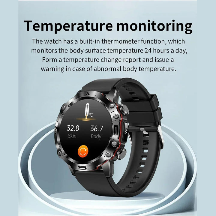 Premium Smartwatch with 1.43" AMOLED Display – Voice Calling, 100 Sports Modes, Military Grade Toughness, Waterproof, 7-Day Battery, Bluetooth, Custom Watch Faces