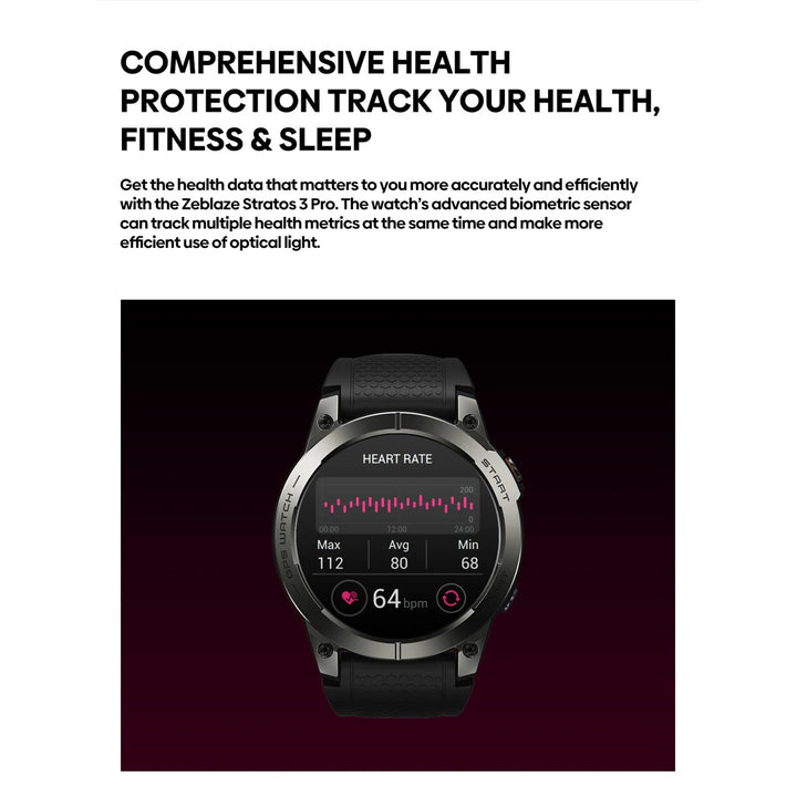 Premium GPS Sports Smartwatch for Men - 1.43” AMOLED, Built-in GPS, 100+ Sports Modes, Health Tracking, 18-Day Battery, Waterproof, Bluetooth Calls