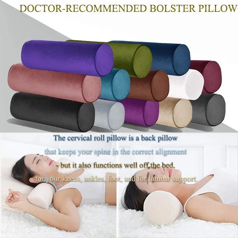 Premium Memory Foam Roll Pillow – Therapeutic Neck, Knee, & Leg Support – Cylinder Bolster for Sleeping, Back & Side Sleepers – Pain Relief, Spinal Alignment, Removable Cooling Cover – Ergonomic & Durable