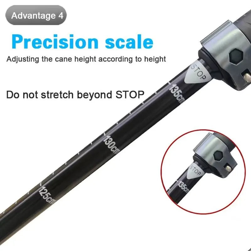 Premium Ultralight Folding Trekking Pole – Adjustable Telescopic Walking Stick, Aviation-Grade Aluminum Alloy, EVA Anti-Slip Handle, Portable for Hiking, Camping, and Outdoor Adventures