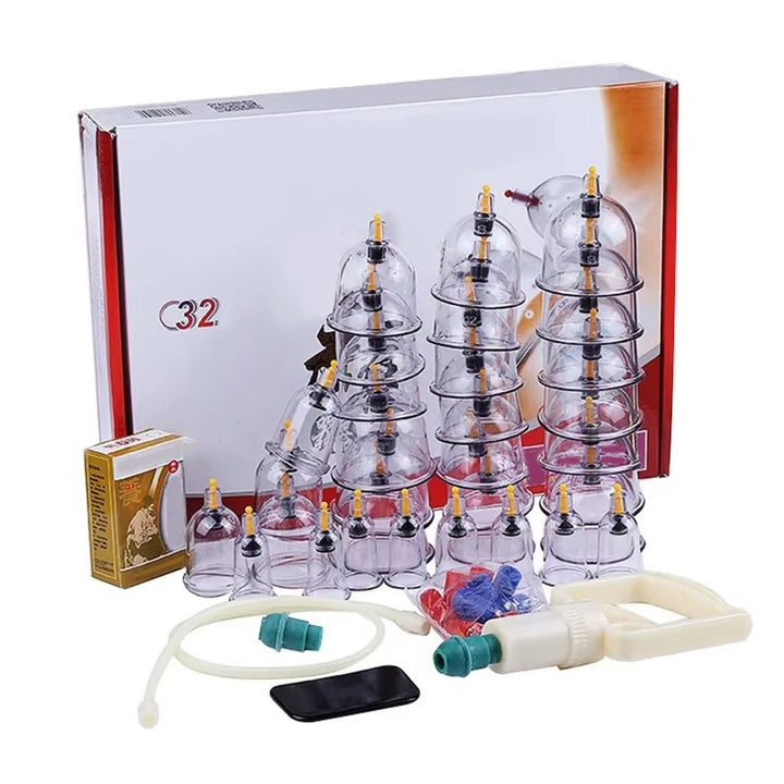 Premium Cupping Therapy Set – Vacuum Suction Cups for Massage, Anti-Cellulite, and Physiotherapy, Relieves Back, Neck, and Leg Pain, Improves Blood Flow, and Encourages Relaxation, Easy-to-Use with Pistol Grip Pump