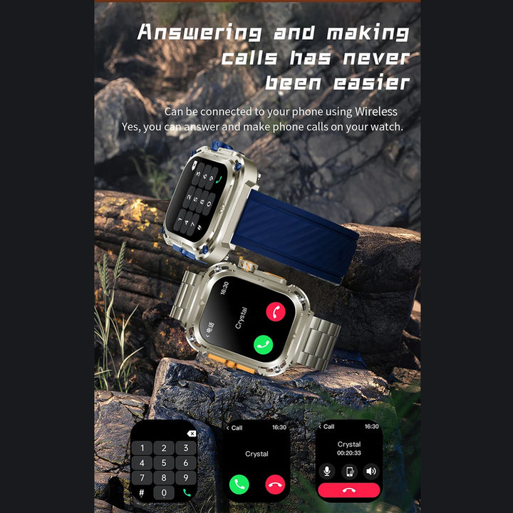 Premium Military Smartwatch for Men – IP68 Waterproof, Bluetooth Calling, Fitness Tracker, Large 1.85" HD Screen, Health Monitoring, 400mAh Battery, Sports Modes, Sleep & Heart Rate Monitor
