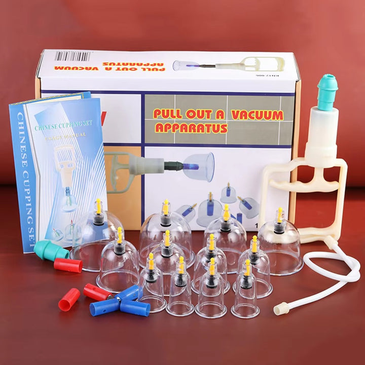 Premium Cupping Therapy Set – Vacuum Suction Cups for Massage, Anti-Cellulite, and Physiotherapy, Relieves Back, Neck, and Leg Pain, Improves Blood Flow, and Encourages Relaxation, Easy-to-Use with Pistol Grip Pump