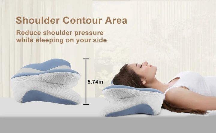 Premium Memory Foam Cervical Pillow – 2-in-1 Ergonomic Contour Neck Pillow for Pain Relief – Orthopedic Support Pillow for Neck and Spine Alignment