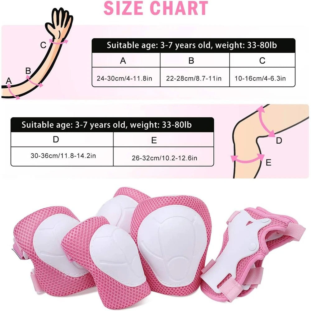 Premium Kids Knee Pads, Elbow Pads & Wrist Guards Safety Set for Ages 3-7, Adjustable Protective Gear for Boys & Girls, Perfect for Skating, Cycling, Skateboard – 6 Pieces