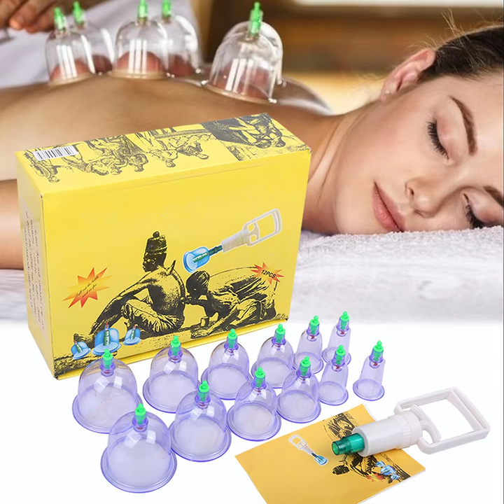 Premium Cupping Therapy Set – Vacuum Suction Cups for Massage, Anti-Cellulite, and Physiotherapy, Relieves Back, Neck, and Leg Pain, Improves Blood Flow, and Encourages Relaxation, Easy-to-Use with Pistol Grip Pump