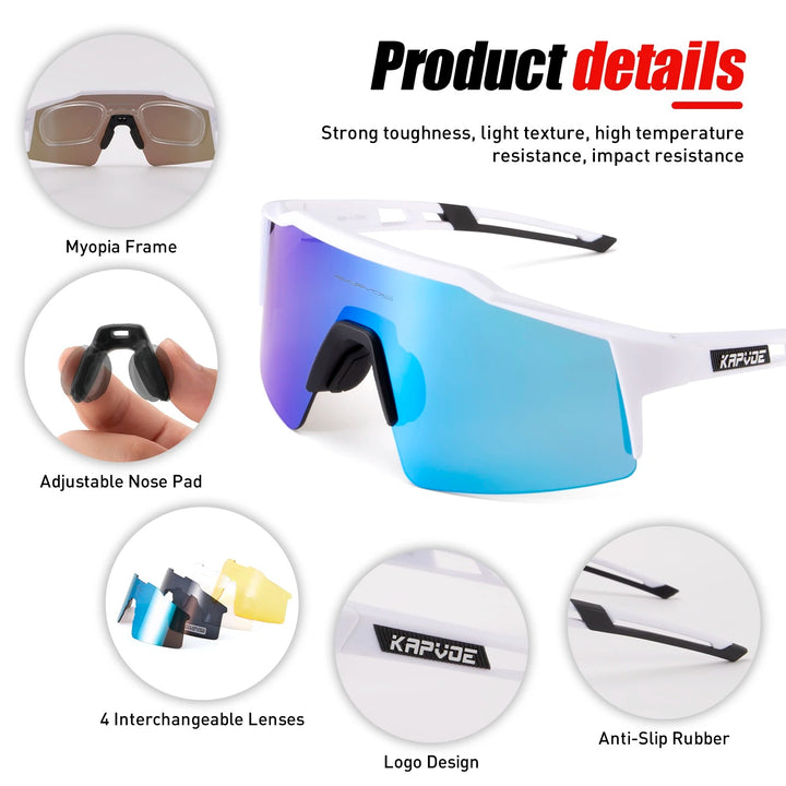 Premium Polarized Cycling Sunglasses – UV400 Protection, TR90 Frame, MTB & Bike Eyewear for Men & Women, Outdoor Sports Goggles with 1 or 4 Lens Options