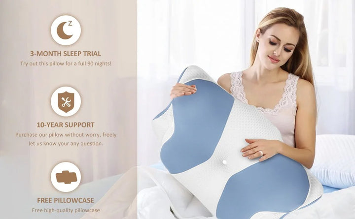 Premium Memory Foam Cervical Pillow – 2-in-1 Ergonomic Contour Neck Pillow for Pain Relief – Orthopedic Support Pillow for Neck and Spine Alignment