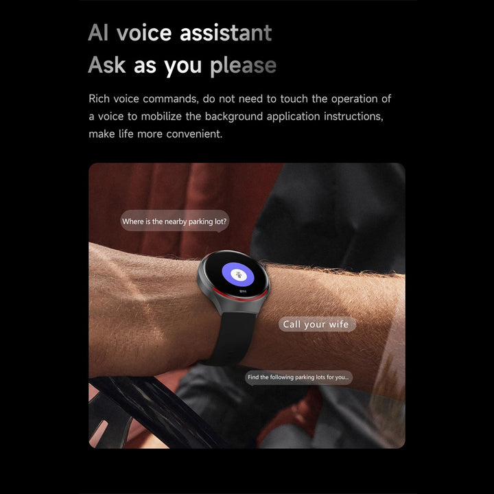 Premium Smartwatch for Men – 1.53'' AMOLED HD Screen, GPS, NFC, Bluetooth Calling, IP68 Waterproof, Heart Rate & Blood Pressure Monitoring, AI Voice Assistant, Sports & Fitness Tracker, 2024