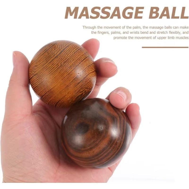 Premium Wooden Massage Balls for Hand Exercise, Stress Relief, and Finger Strength – Set of 2, Ideal for Arthritis, Carpal Tunnel, and Rehabilitation