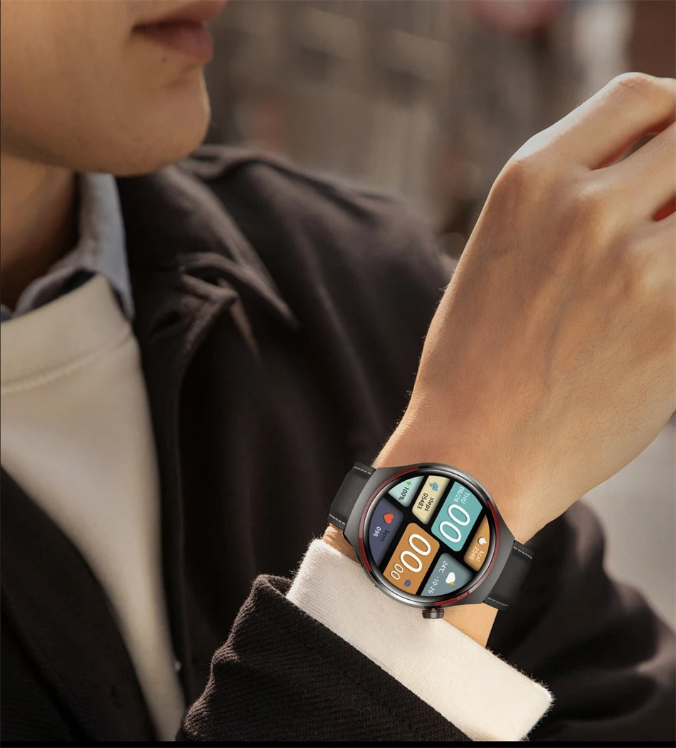 Premium Smartwatch for Men – 1.53'' AMOLED HD Screen, GPS, NFC, Bluetooth Calling, IP68 Waterproof, Heart Rate & Blood Pressure Monitoring, AI Voice Assistant, Sports & Fitness Tracker, 2024