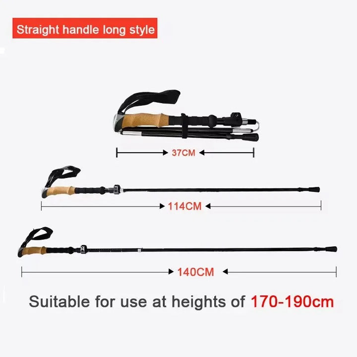 Premium Ultralight Folding Trekking Pole – Adjustable Telescopic Walking Stick, Aviation-Grade Aluminum Alloy, EVA Anti-Slip Handle, Portable for Hiking, Camping, and Outdoor Adventures
