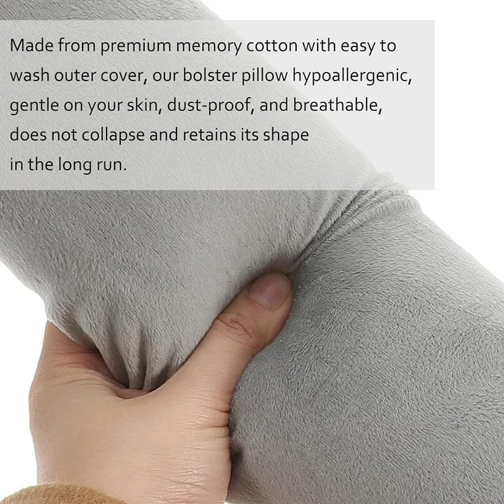 Premium Memory Foam Roll Pillow – Therapeutic Neck, Knee, & Leg Support – Cylinder Bolster for Sleeping, Back & Side Sleepers – Pain Relief, Spinal Alignment, Removable Cooling Cover – Ergonomic & Durable