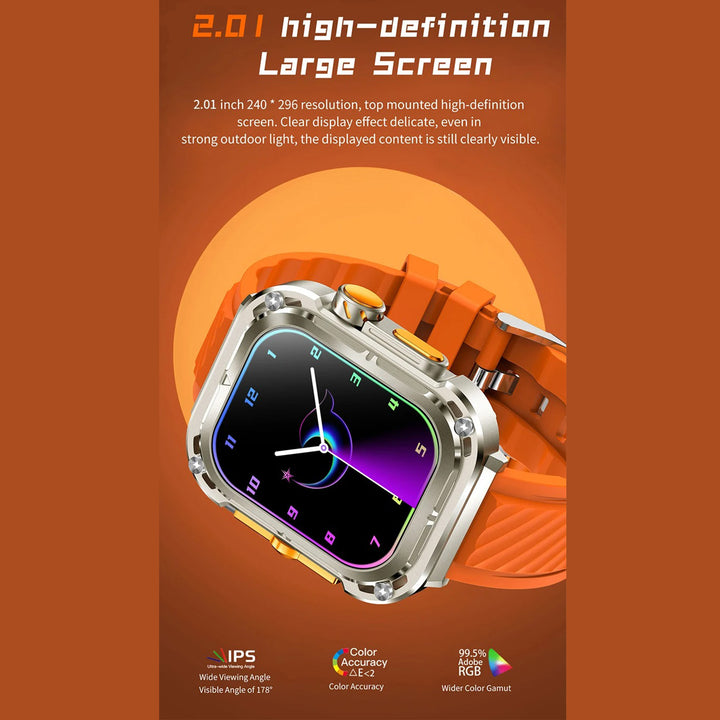 Premium Military Smartwatch for Men – IP68 Waterproof, Bluetooth Calling, Fitness Tracker, Large 1.85" HD Screen, Health Monitoring, 400mAh Battery, Sports Modes, Sleep & Heart Rate Monitor