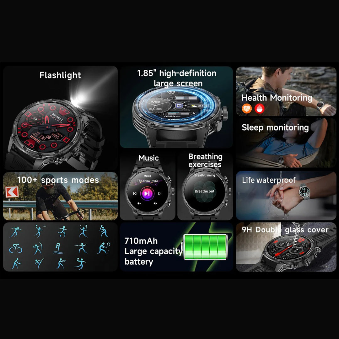 Premium Smartwatch with NFC & Bluetooth Headset – TWS Music & Talk, Sports Tracking, Sleep Monitoring, Camera Control, Music Control, Smart Alarm, Waterproof, Compatible with Android & iOS