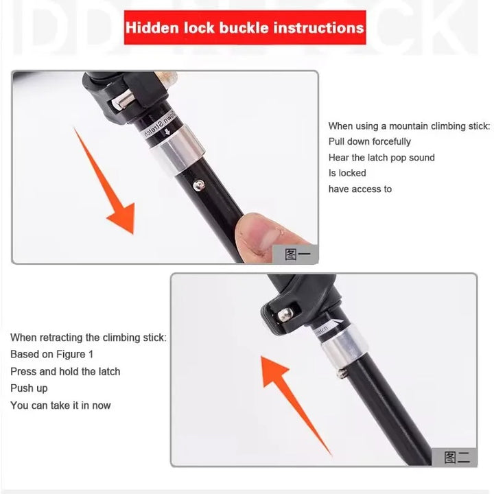 Premium Ultralight Folding Trekking Pole – Adjustable Telescopic Walking Stick, Aviation-Grade Aluminum Alloy, EVA Anti-Slip Handle, Portable for Hiking, Camping, and Outdoor Adventures