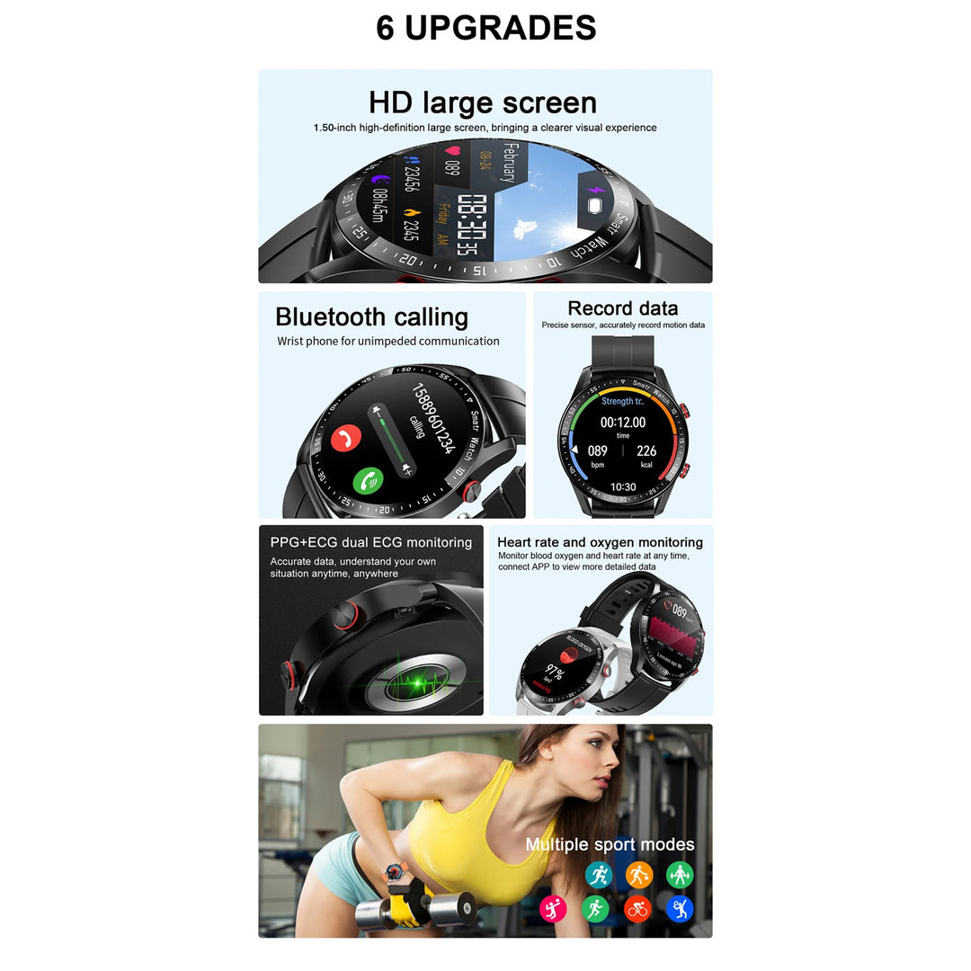Premium Smartwatch for Men – Full Circle Touch Screen, Bluetooth Call, Waterproof, Heart Rate & Blood Pressure Monitoring, Sports Activity Tracker