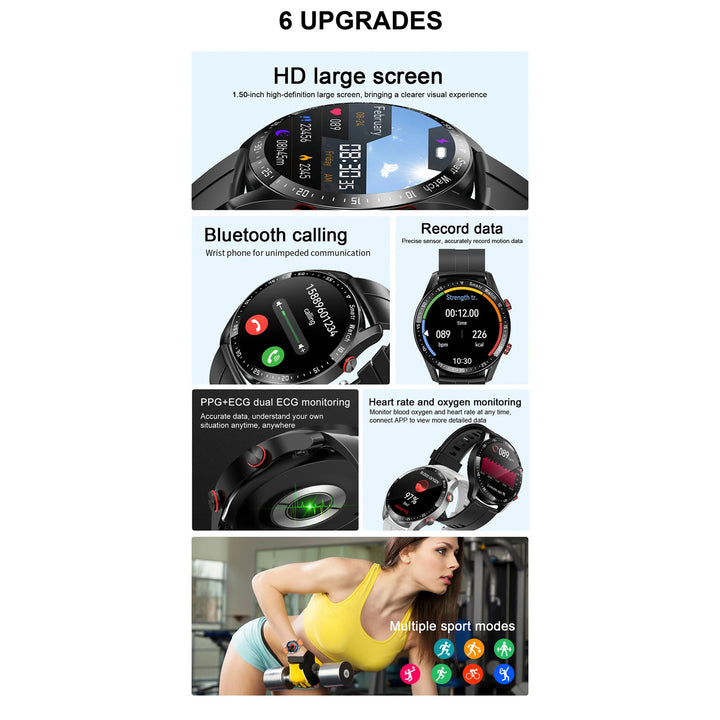 Premium Smartwatch for Men – Full Circle Touch Screen, Bluetooth Call, Waterproof, Heart Rate & Blood Pressure Monitoring, Sports Activity Tracker