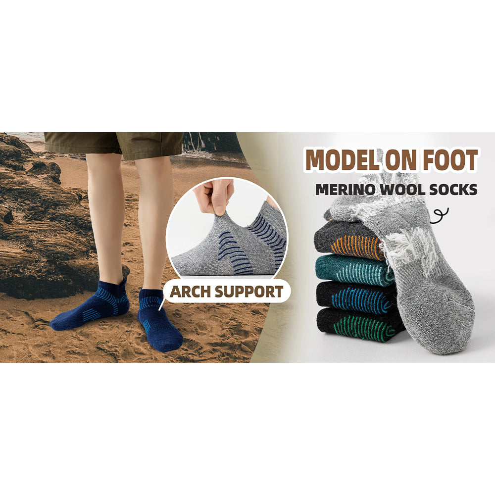 Premium Sweat Absorbing Compression Running & Hiking Socks – 6 Pairs, Thick Cotton Ankle Sports Socks for Men & Women, Low Cut, Breathable, Moisture-Wicking, Compression Support