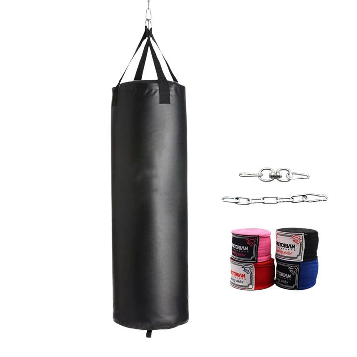 Premium Professional Boxing Sandbag – 40/46in Empty Heavy Punching Bag for Gym & Fitness – Durable Synthetic Leather, Reinforced Webbing, Hanging Kick Training – Includes Hook, Carabiner & Handwraps
