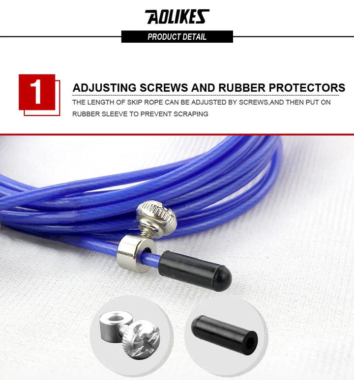 Premium Crossfit Jump Rope – Professional Speed Skipping Rope for MMA, Boxing, Fitness Training, Weight Loss, Adjustable PVC Coated Steel Wire Cable, Durable Aluminum Handles, Fast Bearings for Double Unders & High-Tempo Workouts