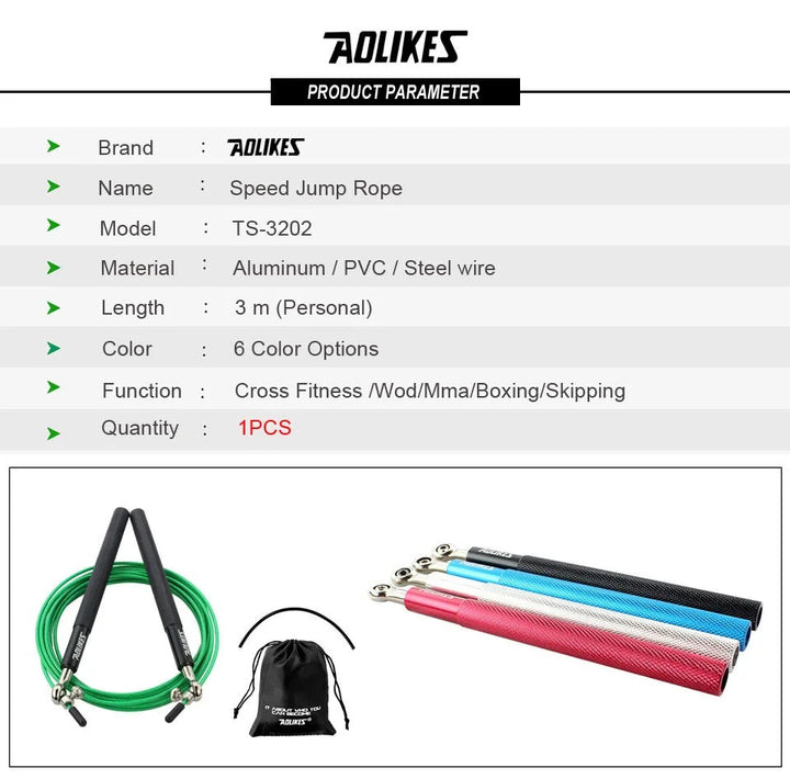 Premium Crossfit Jump Rope – Professional Speed Skipping Rope for MMA, Boxing, Fitness Training, Weight Loss, Adjustable PVC Coated Steel Wire Cable, Durable Aluminum Handles, Fast Bearings for Double Unders & High-Tempo Workouts