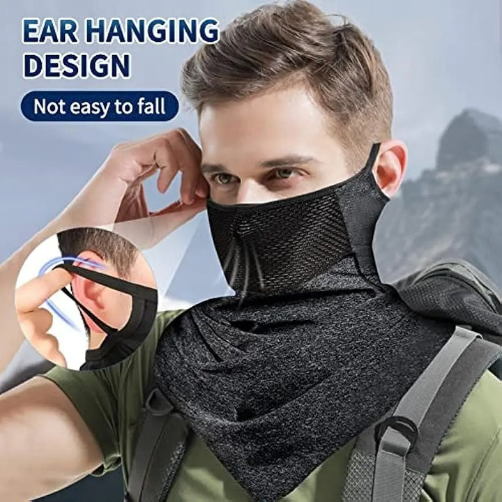 Premium Breathable Ear Hanging Mask – Ice Silk Cycling Face Cover, Triangle Headscarf, Nylon Cool Material for Outdoor Sports and Riding Protection