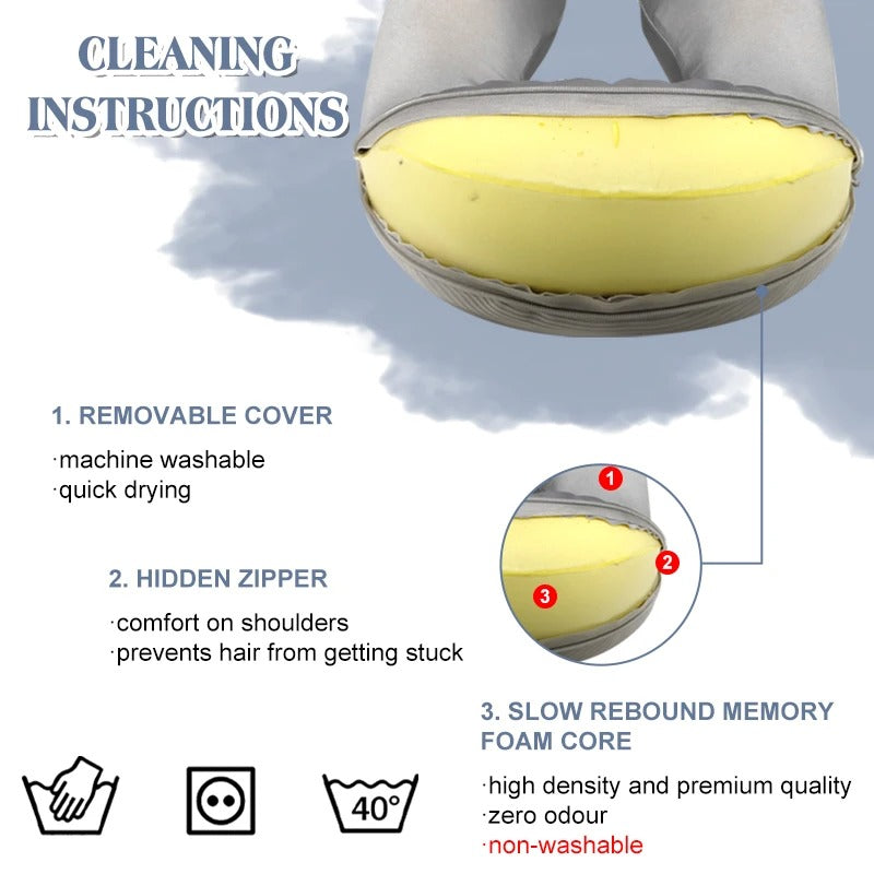 Premium U-Shaped Travel Pillow – Heated Massage Memory Foam Neck Pillow for Airplanes, Ergonomic Design for Pain Relief and Comfortable Sleeping, 3 Adjustable Modes, Portable and Rechargeable