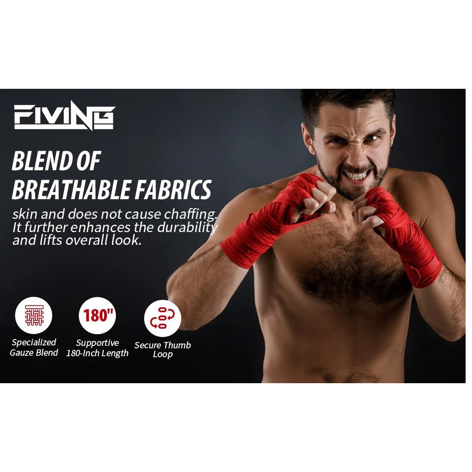Premium Boxing Hand Wraps Inner Gloves – 180 Inch Elasticated Bandages with Thumb Loop, Wrist Protection for MMA, Muay Thai, Kickboxing, and Combat Sports