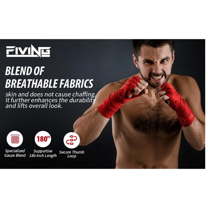 Premium Boxing Hand Wraps Inner Gloves – 180 Inch Elasticated Bandages with Thumb Loop, Wrist Protection for MMA, Muay Thai, Kickboxing, and Combat Sports