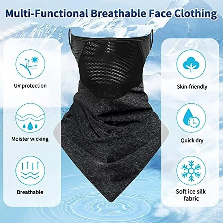 Premium Breathable Ear Hanging Mask – Ice Silk Cycling Face Cover, Triangle Headscarf, Nylon Cool Material for Outdoor Sports and Riding Protection