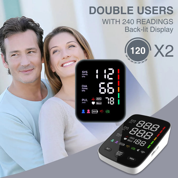 Premium Digital Upper Arm Blood Pressure Monitor – Accurate Sphygmomanometer, Full Automatic Pressurization & Decompression, LED Display, Medical BP Monitoring, 120 Set Memory, Lithium Battery Powered